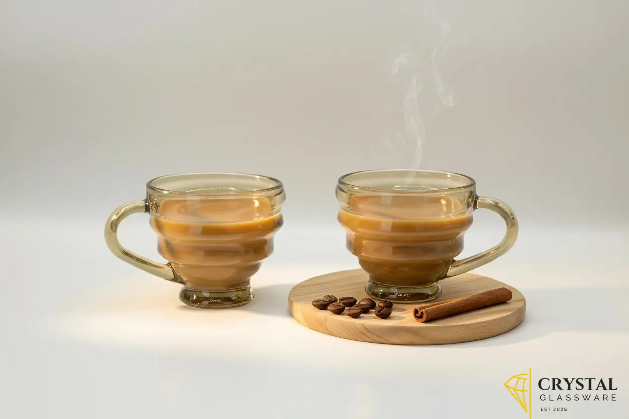 Elegant Bronze Brown Delisoga Glass Cup Set 6 Pcs Premium Heat-Resistant Tea & Coffee Cups 